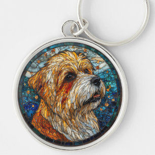 Japanese Chin Colourful Stained Glass Artwork Keychain