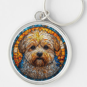Japanese Chin Colourful Stained Glass Artwork Keychain