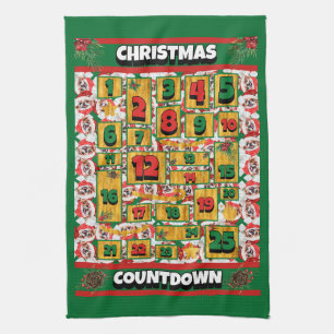 Japanese Chin Countdown Christmas Advent Calendar Kitchen Towel