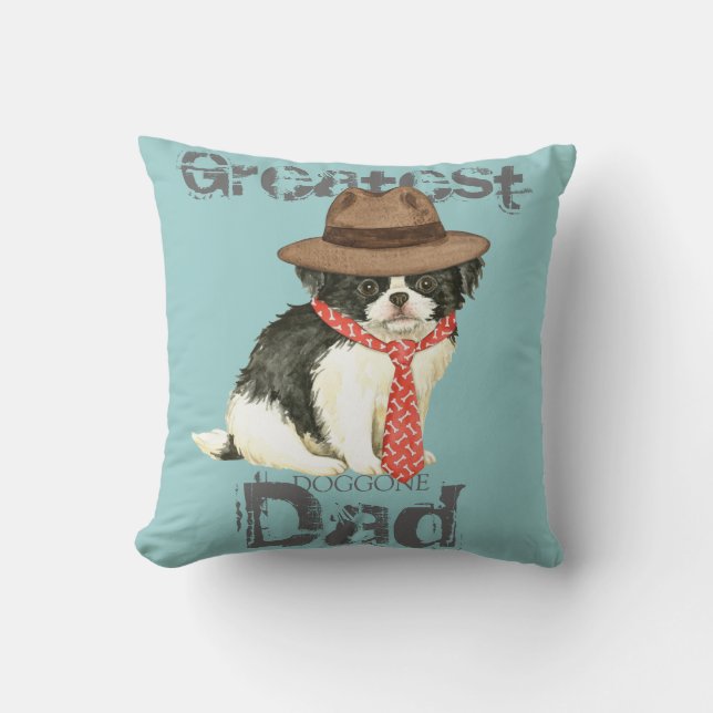 Japanese Chin Dad Throw Pillow (Front)