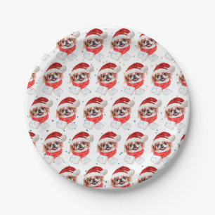 Japanese Chin Dog Breed Christmas Stars Paper Plate
