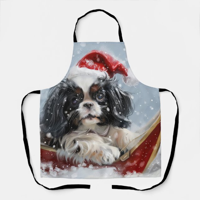 Japanese Chin Dog Christmas Festive Apron (Front)