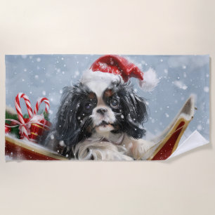Japanese Chin Dog Christmas Festive Beach Towel