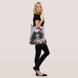 Japanese Chin Dog Christmas Festive Tote Bag