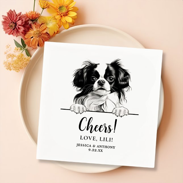 Japanese Chin Dog Hand Drawing Personalized Cheers Napkin (Creator Uploaded)
