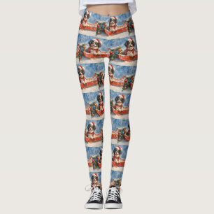 Japanese Chin Dog in Sledge Let it Snow Christmas Leggings