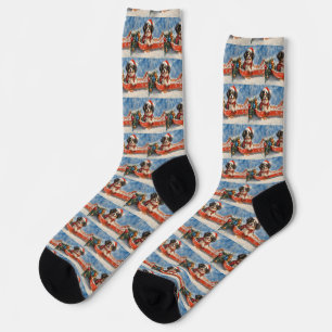 Japanese Chin Dog in Sledge Let it Snow Christmas Socks