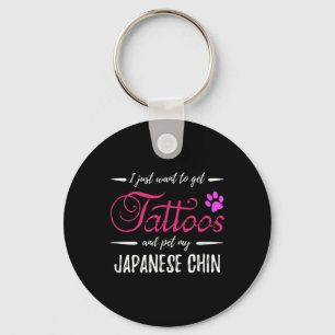 Japanese Chin Dog Lover Tattoo Funny Dog Mom Gift  Keychain
