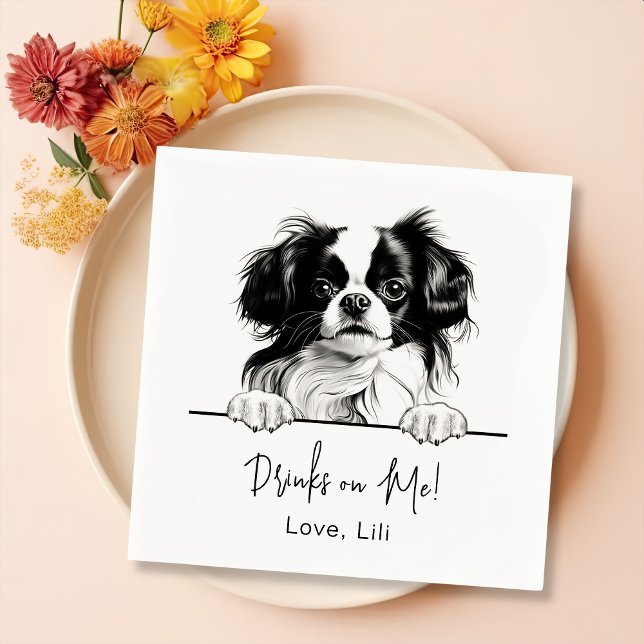 Japanese Chin Dog Personalized Drinks On Me Napkin (Creator Uploaded)