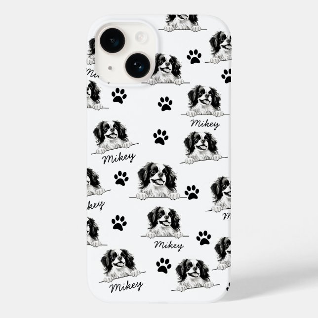 Japanese Chin Dog Personalized Hand Drawing  Case-Mate iPhone Case (Back)