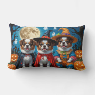 Japanese Chin Dogs Pumpkin Halloween Funny Lumbar Pillow