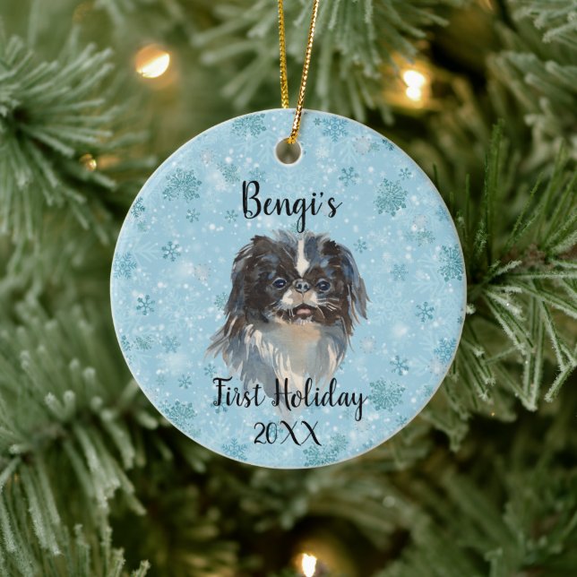 Japanese Chin First Holiday Ceramic Ornament (Tree)