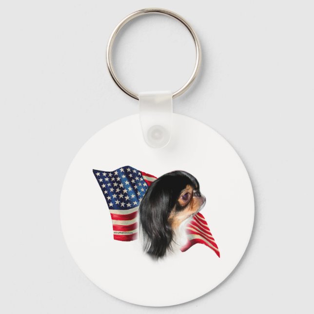 Japanese Chin Flag Keychain (Front)
