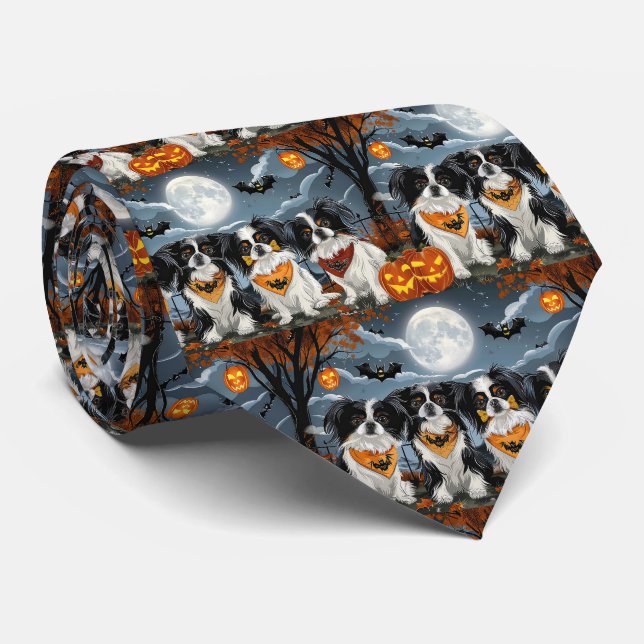 Japanese Chin Halloween Spooky Tie (Rolled)