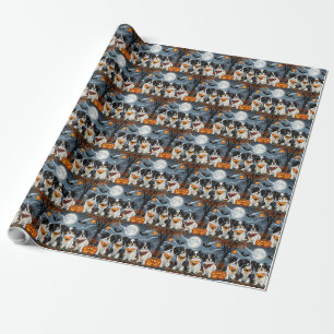 Japanese Chin Halloween Spooky Wrapping Paper