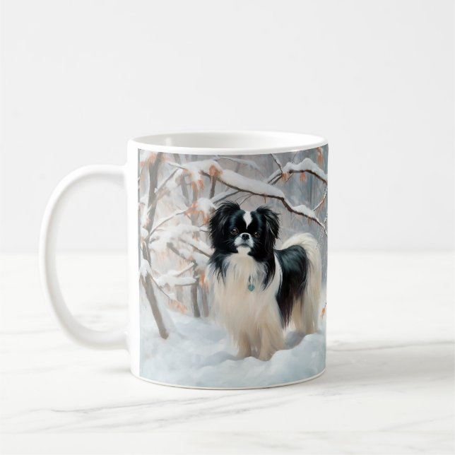 Japanese Chin Let It Snow Christmas Coffee Mug (Left)