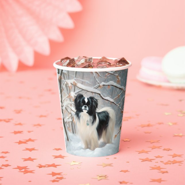 Japanese Chin Let It Snow Christmas Paper Cups (Insitu)