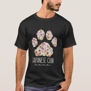 Japanese Chin Mama Floral Paw Dog Mom T-Shirt