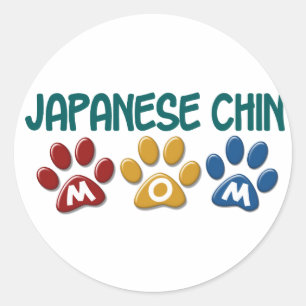 JAPANESE CHIN Mom Paw Print 1 Classic Round Sticker