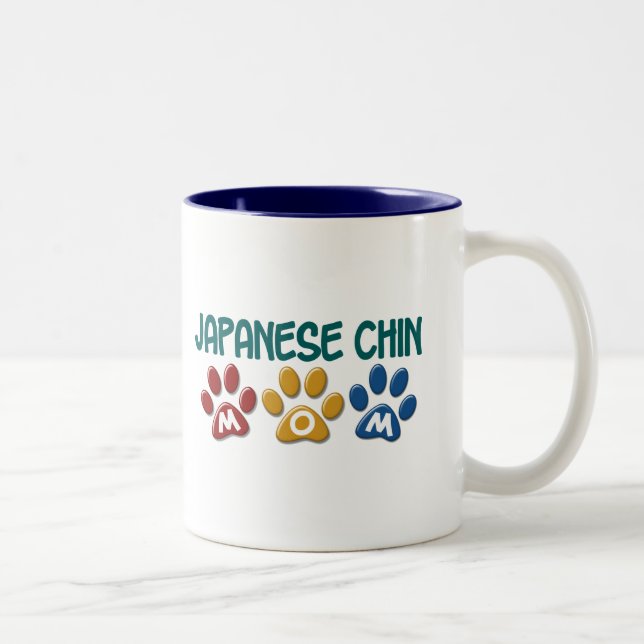JAPANESE CHIN Mom Paw Print 1 Two-Tone Coffee Mug (Right)