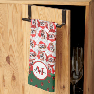 Japanese Chin Pattern Monogram Christmas Dog Kitchen Towel