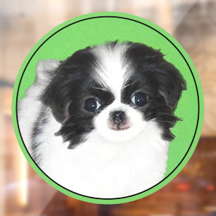 Japanese Chin Puppy Painting - Dog Art Window Cling