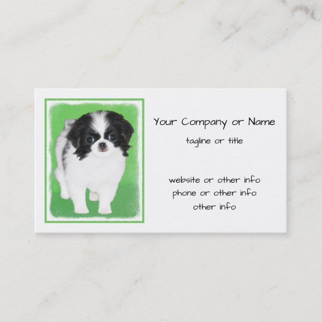 Japanese Chin Puppy Painting - Original Dog Art Business Card (Front)