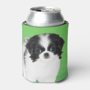 Japanese Chin Puppy Painting - Original Dog Art Can Cooler