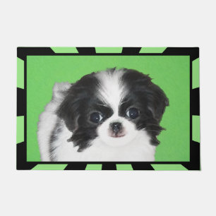 Japanese Chin Puppy Painting - Original Dog Art Doormat