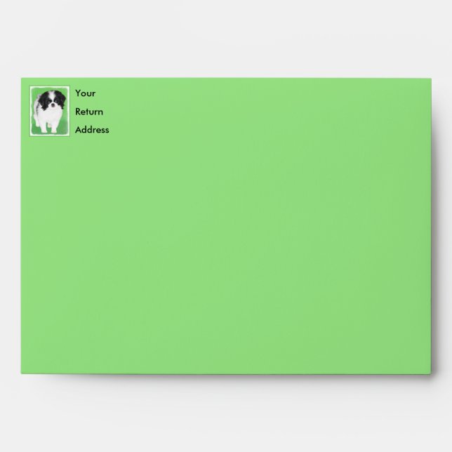 Japanese Chin Puppy Painting - Original Dog Art Envelope (Front)