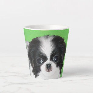 Japanese Chin Puppy Painting - Original Dog Art Latte Mug