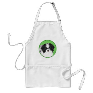 Japanese Chin Puppy Painting - Original Dog Art Standard Apron