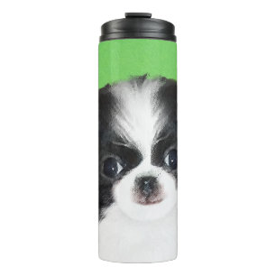 Japanese Chin Puppy Painting - Original Dog Art Thermal Tumbler