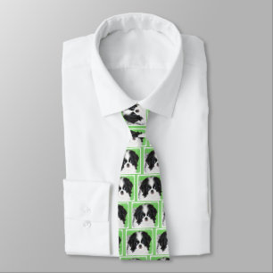 Japanese Chin Puppy Painting - Original Dog Art Tie