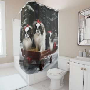 Japanese Chin Snowy Sleigh Christmas Decor