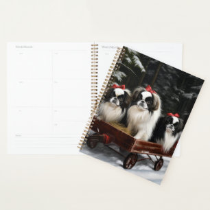 Japanese Chin Snowy Sleigh Christmas Decor Planner