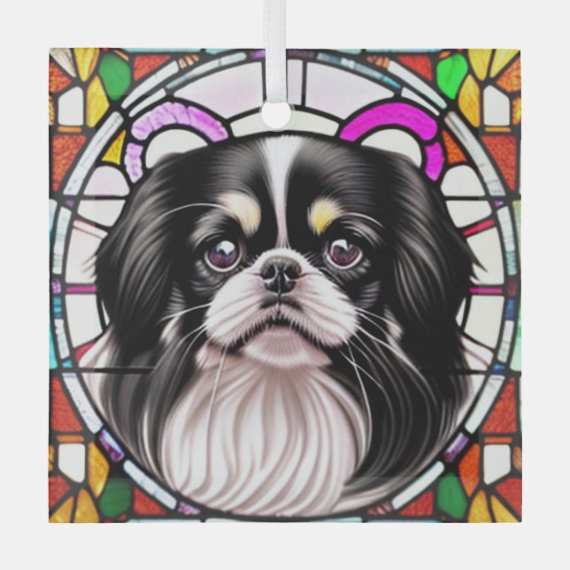 Japanese Chin "Stained Glass" Glass Ornament (Front)
