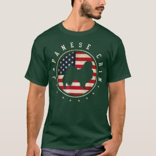 Japanese Chin USA Flag 4th July Dog Mom Dad T-Shirt