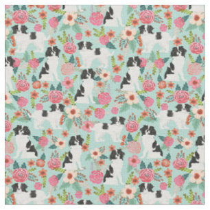 japanese chin vintage florals mint fabric