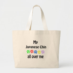 Japanese Chin Walks Design Large Tote Bag