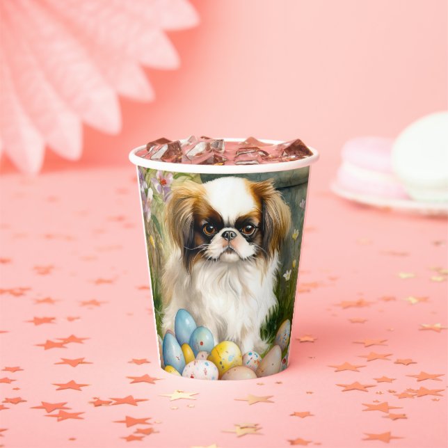 Japanese Chin with Easter Eggs Paper Cups (Insitu)