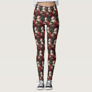 Japanese Chin With Santa Claus Festive Christmas Leggings