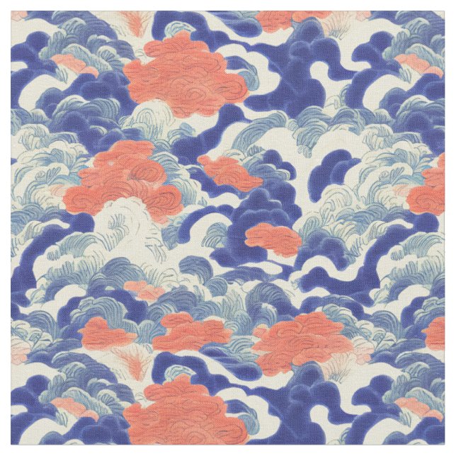 Japanese Chinese Oriental Traditional Pattern Fabric (Close Up)