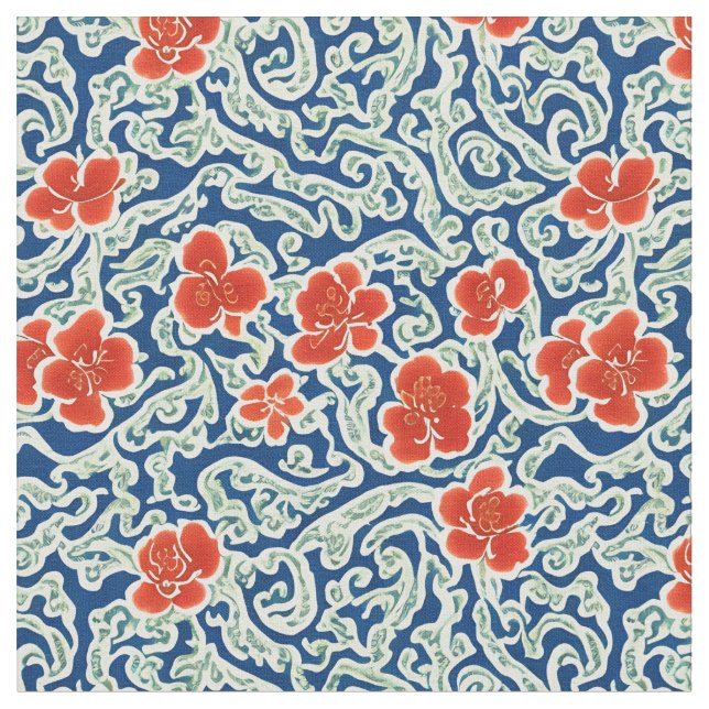 Japanese Chinese Traditional Pattern Fabric (Close Up)