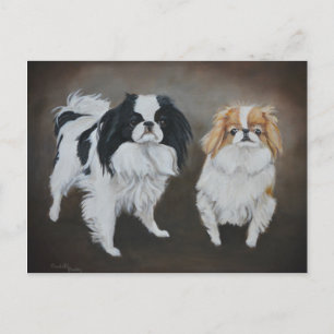 Japanese Chins Dog Art Postcard