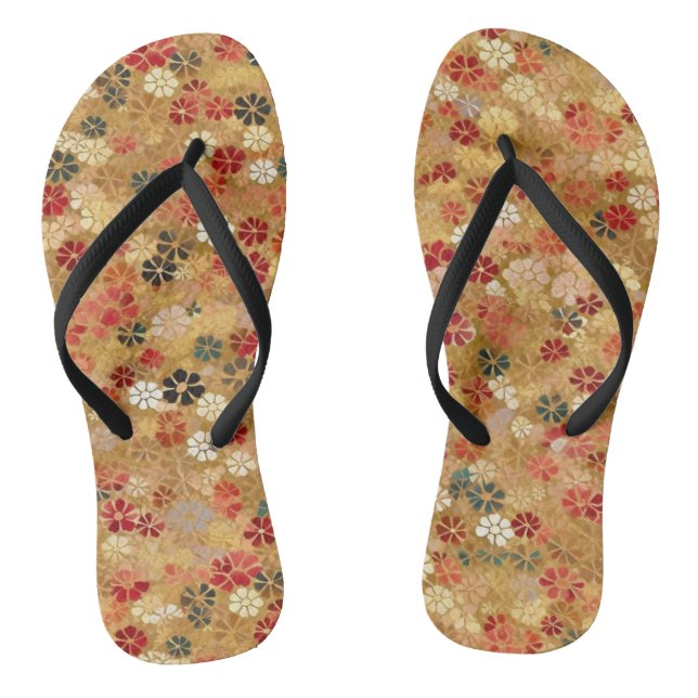 Japanese Chiyogami Floral Pattern Flip Flops (Footbed)