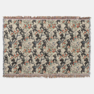Japanese Chiyogami Ninja Pattern Throw Blanket