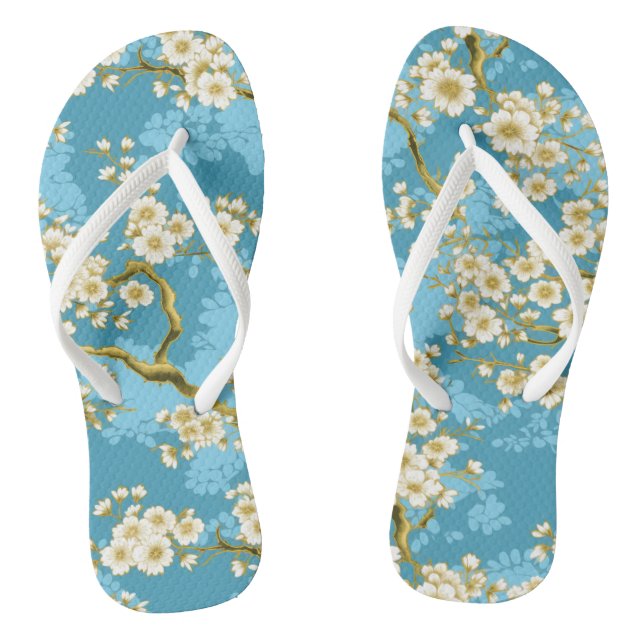Japanese Chiyogami Plum Blossom Pattern Flip Flops (Footbed)