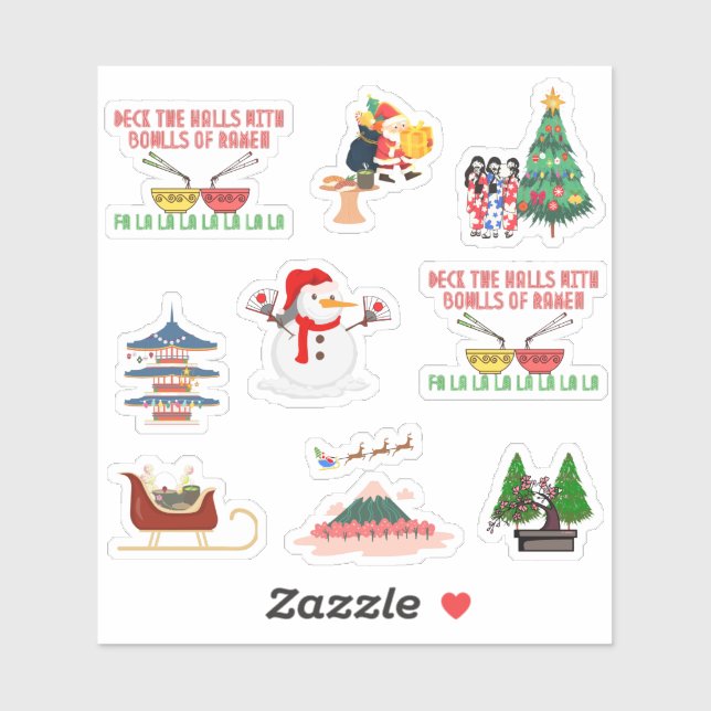 Japanese Christmas scrapbook stickers (Sheet)