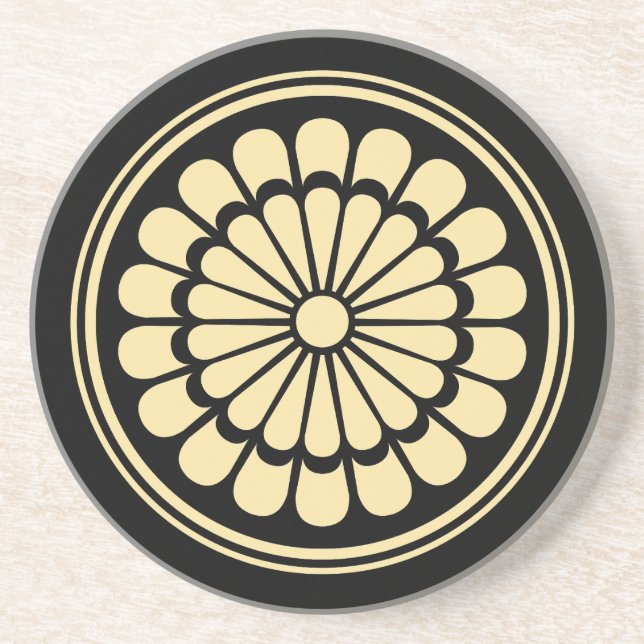 Japanese Chrysanthemum Crest Kamon Coaster (Front)